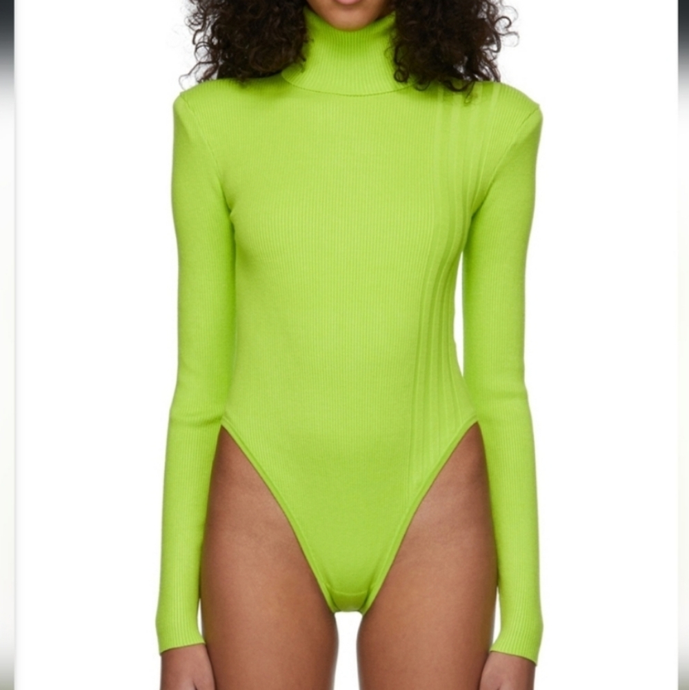 Ivy Park Turtleneck Bodysuit, Color: Semi solar slime, Size Medium.